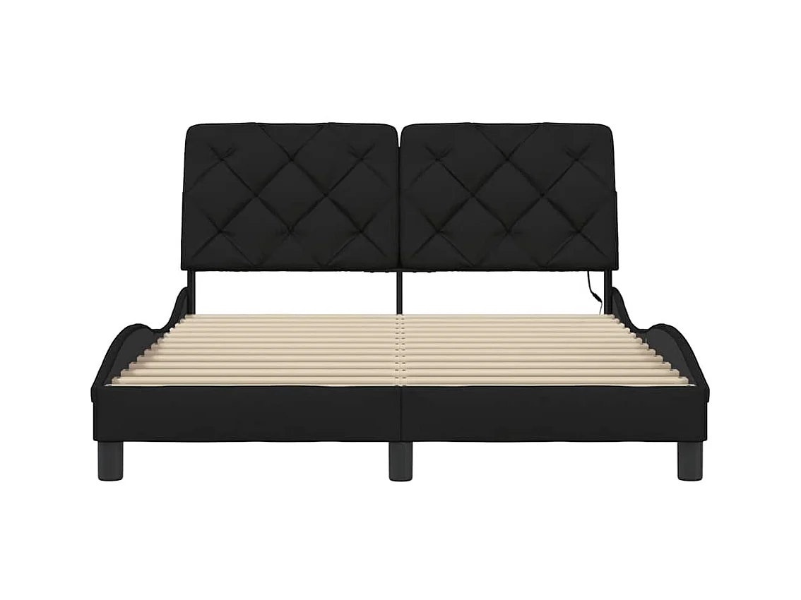 Cadre de lit avec LED sans matelas noir 140x190 cm tissu