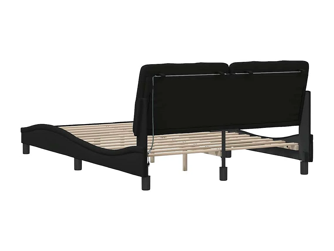 Cadre de lit avec LED sans matelas noir 140x190 cm tissu