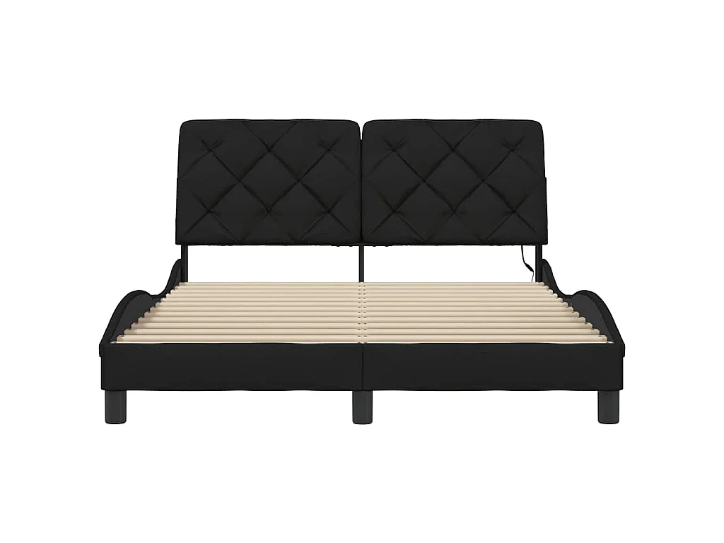 Estrutura de cama com LED sem colchão 140x190 cm tecido preto