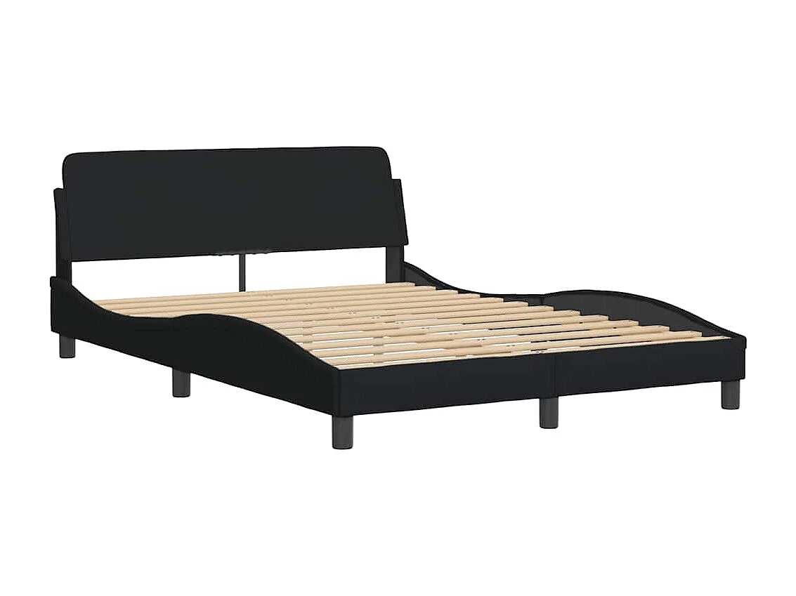 Estrutura de cama com LED sem colchão 140x190 cm tecido preto