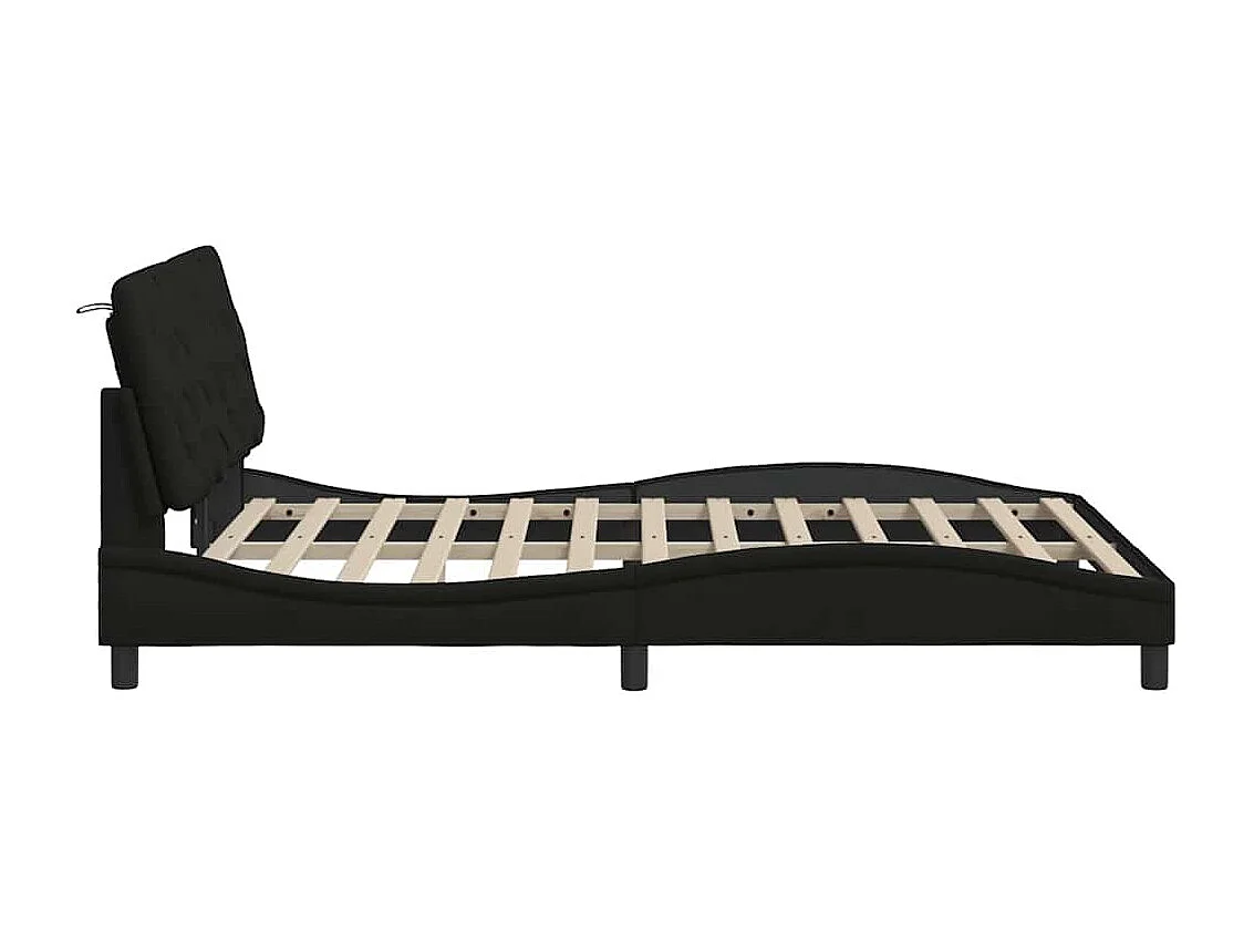 Estrutura de cama com LED sem colchão 140x190 cm tecido preto