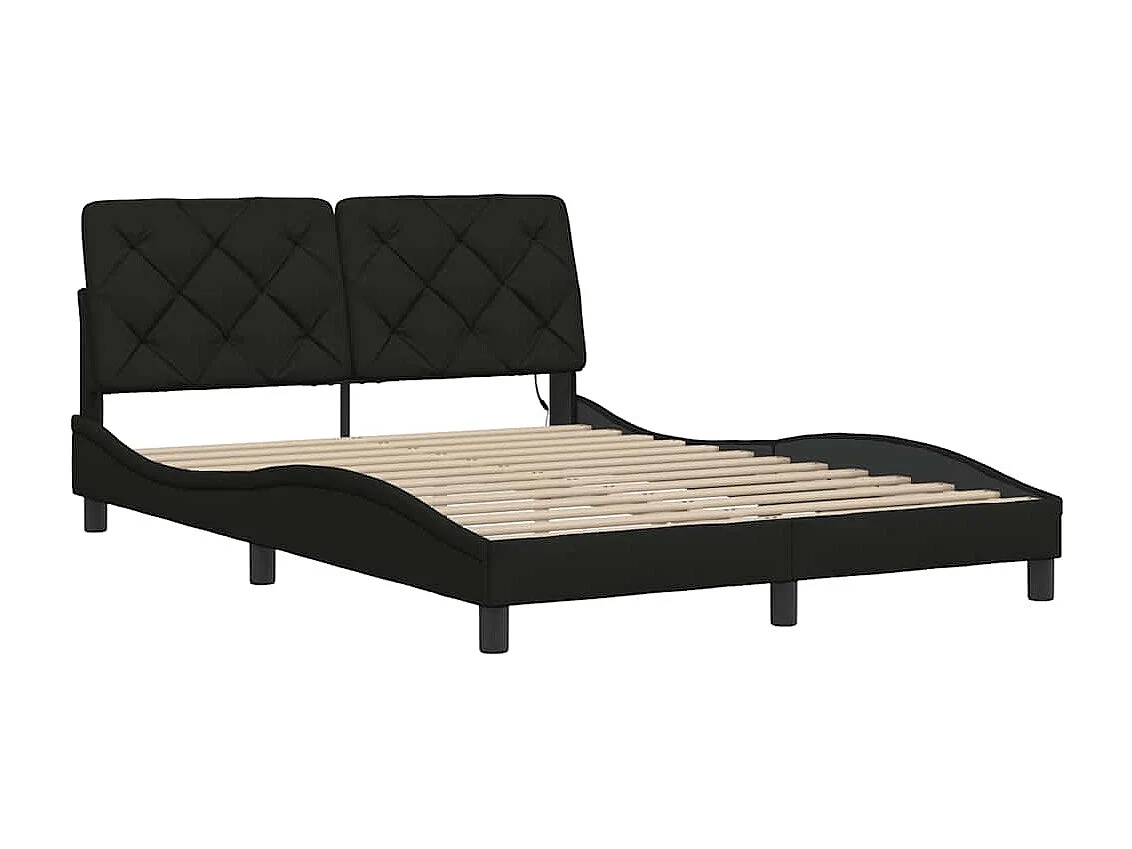 Estrutura de cama com LED sem colchão 140x190 cm tecido preto