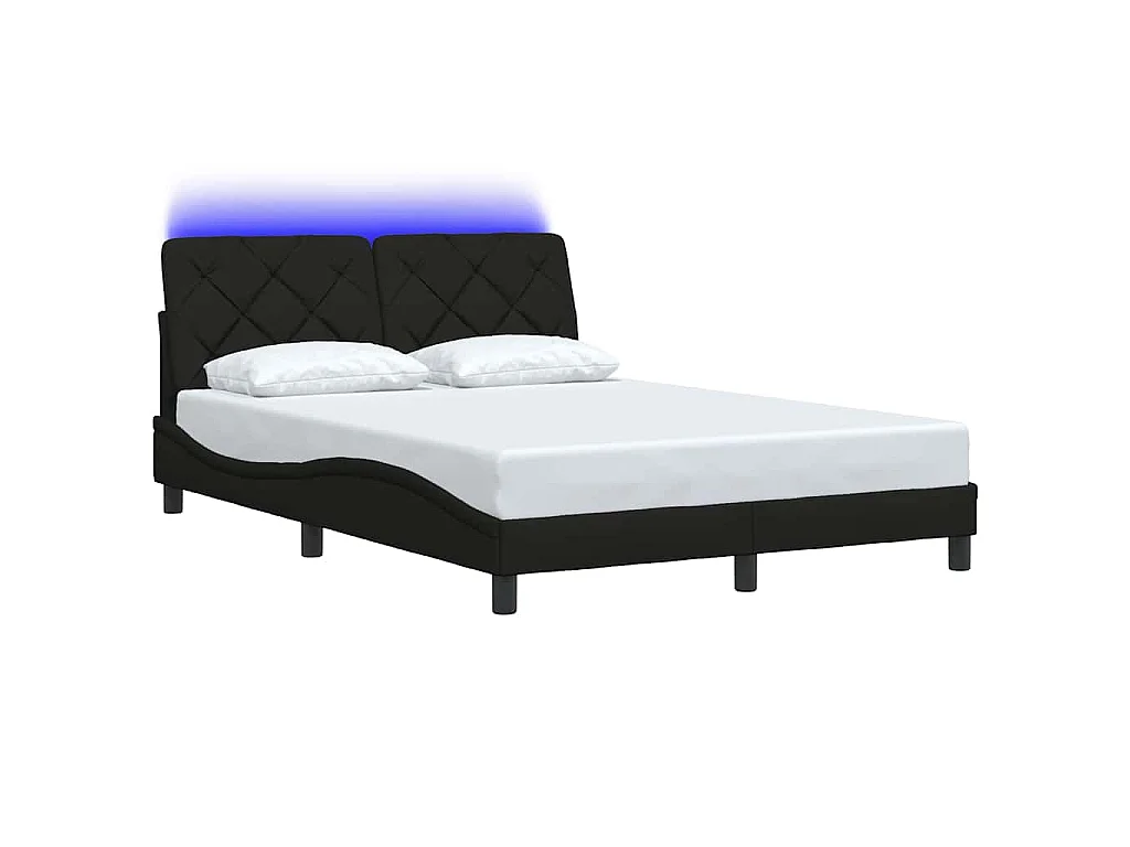 Bettgestell mit LED ohne Matratze Schwarz 140x190 cm Stoff