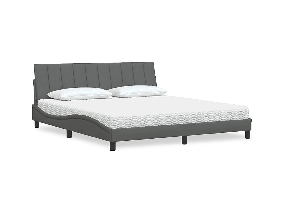 Lit avec matelas Hanko gris foncé 180x200 cm tissu