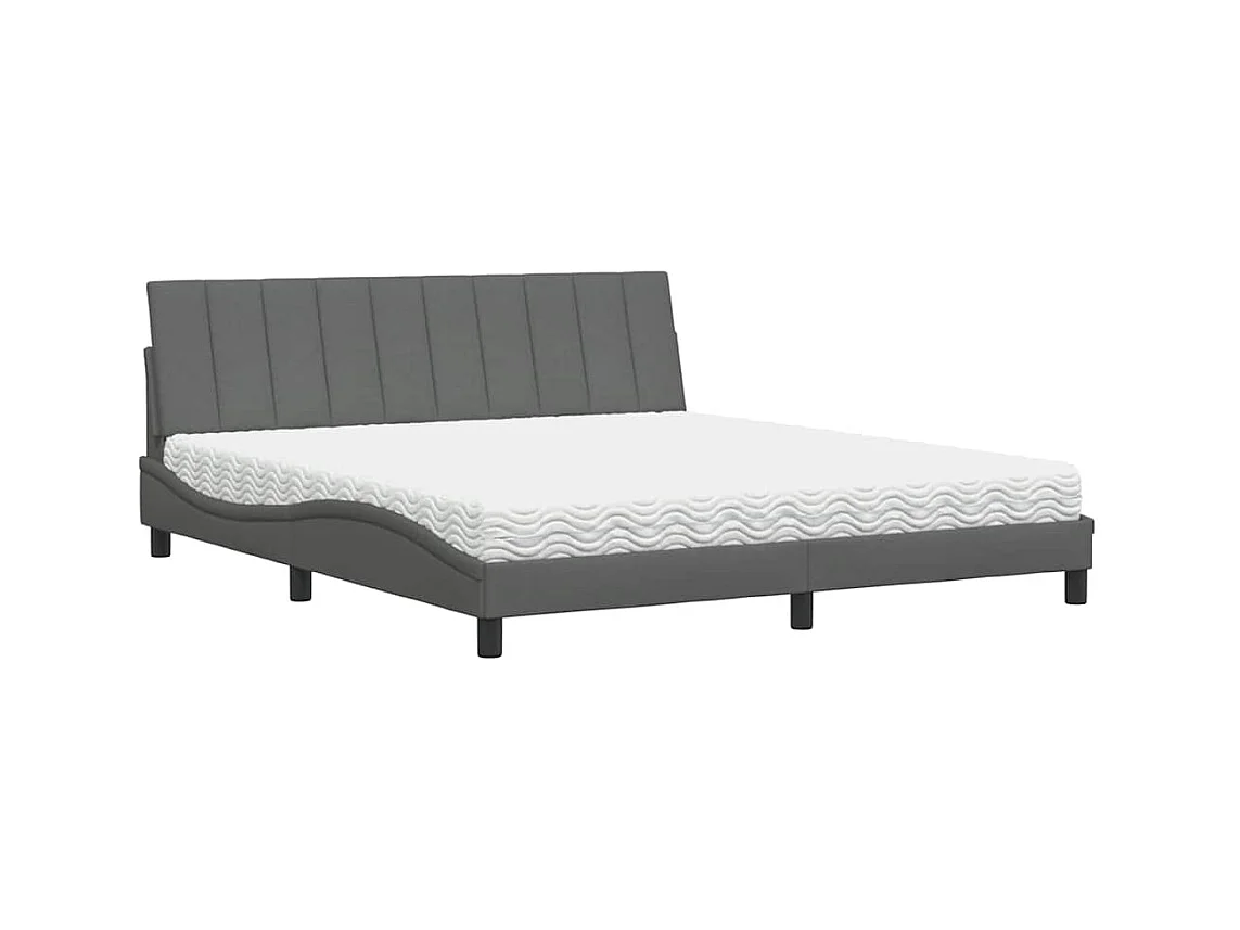 Lit avec matelas Hanko gris foncé 180x200 cm tissu