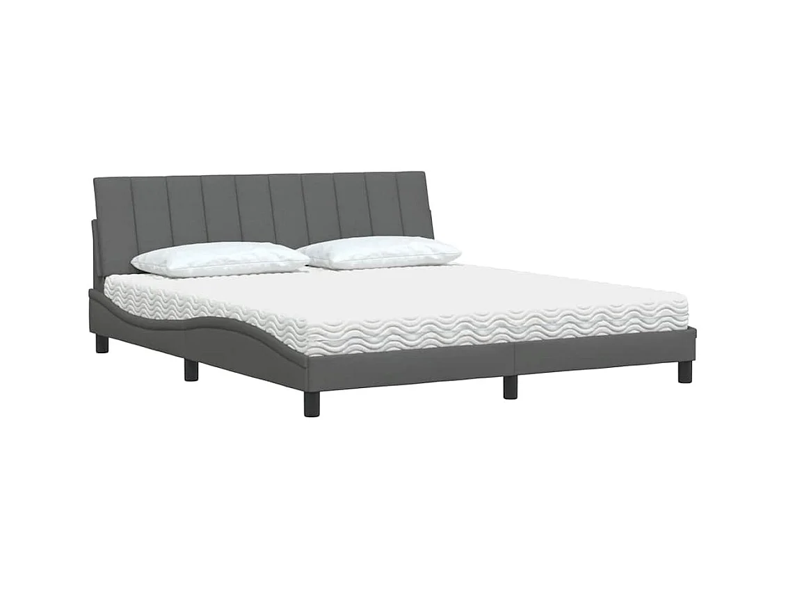 Lit avec matelas Hanko gris foncé 180x200 cm tissu