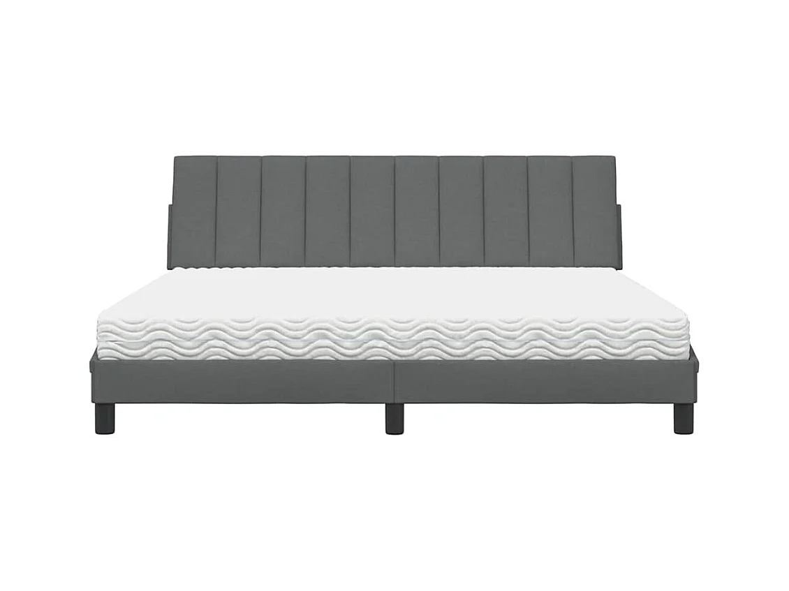 Lit avec matelas Hanko gris foncé 180x200 cm tissu