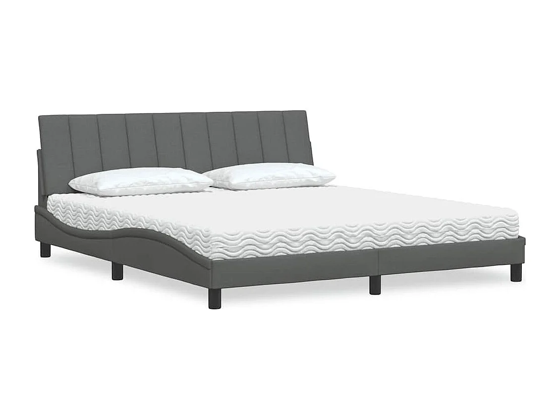 Bett mit Matratze "Hanko" Dunkelgrau 180x200 cm Stoff