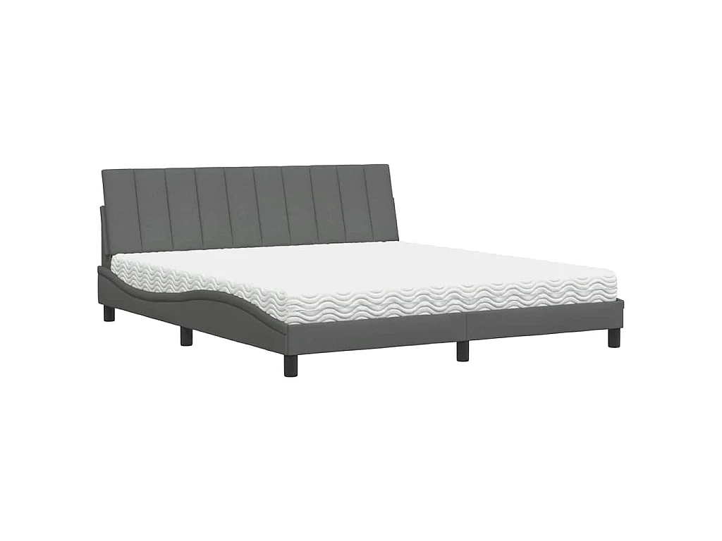 Bett mit Matratze "Hanko" Dunkelgrau 180x200 cm Stoff