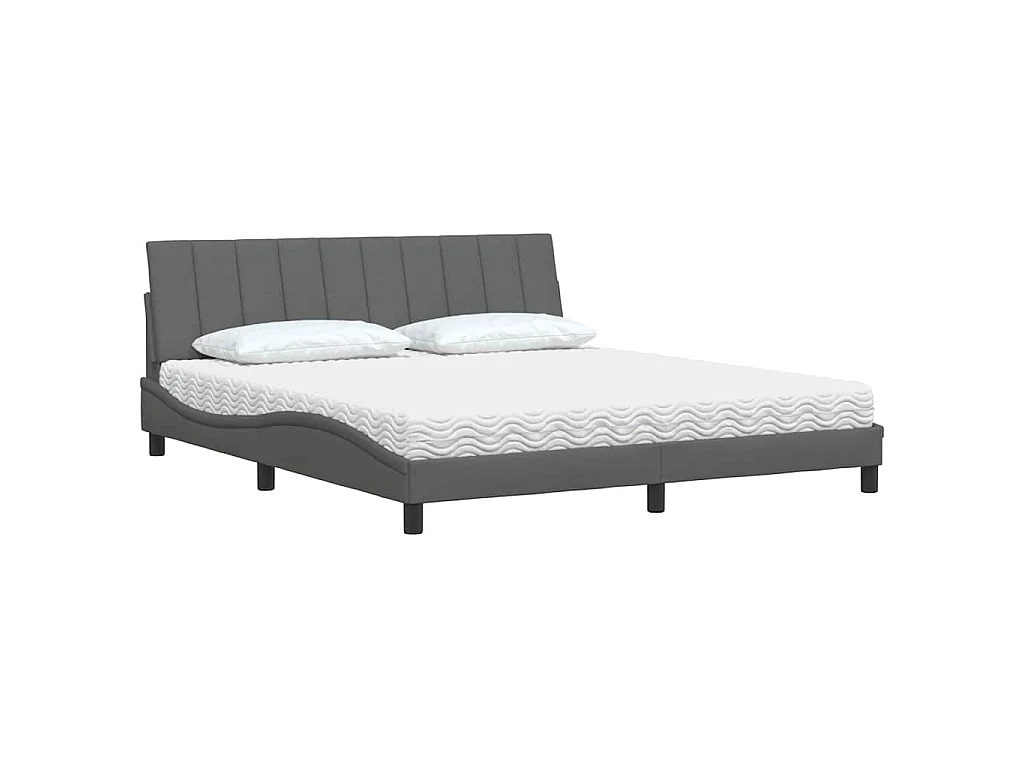 Bett mit Matratze "Hanko" Dunkelgrau 180x200 cm Stoff