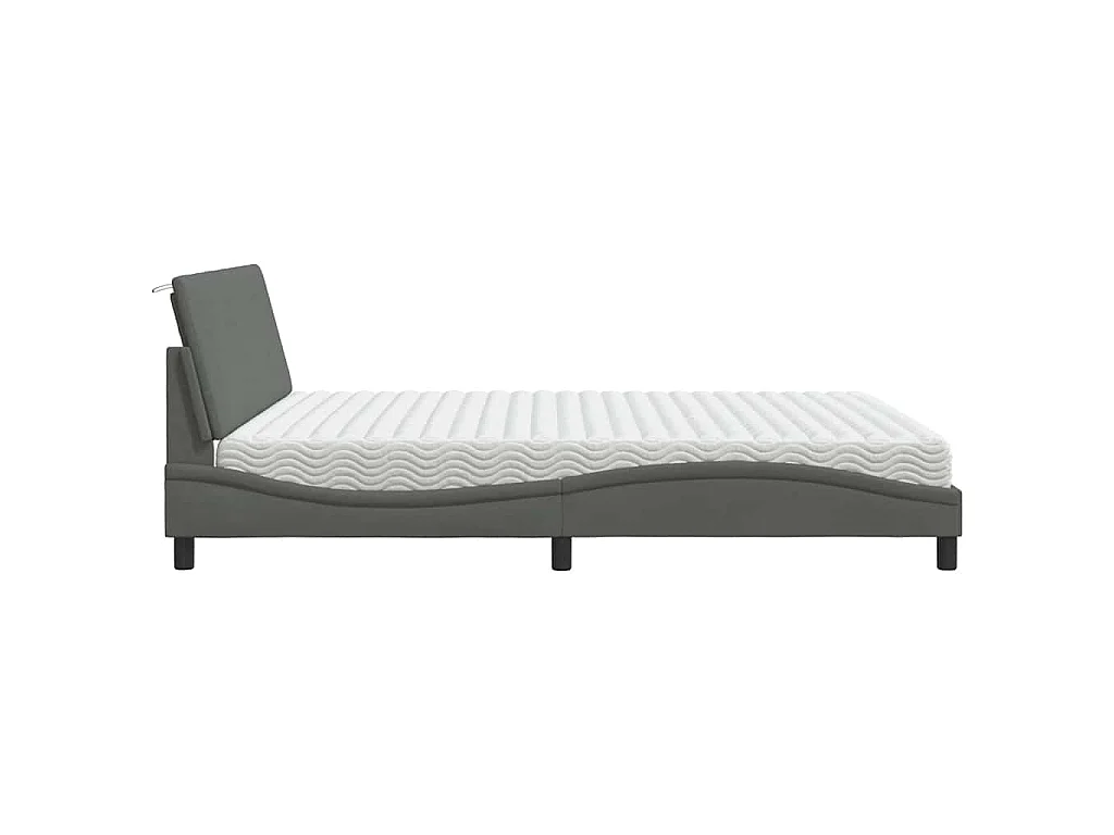 Bett mit Matratze "Hanko" Dunkelgrau 180x200 cm Stoff