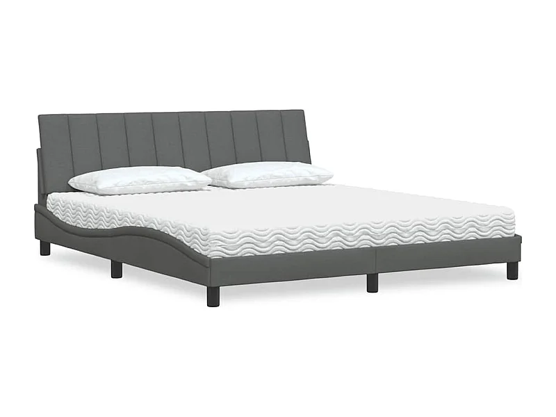 Bett mit Matratze "Hanko" Dunkelgrau 180x200 cm Stoff