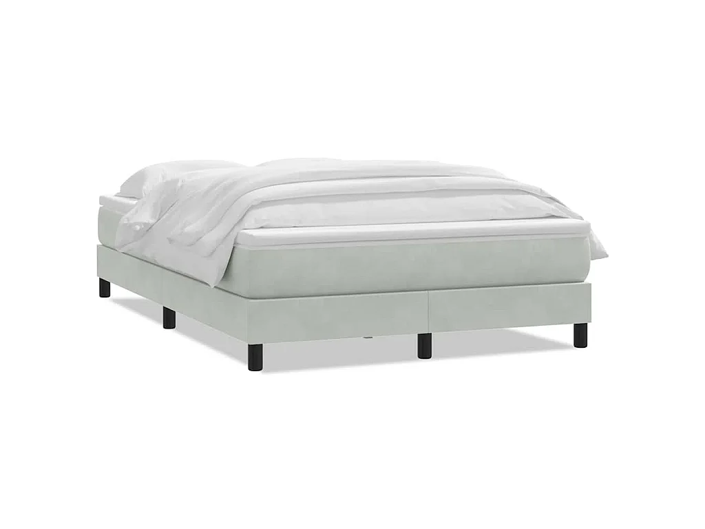 Sommier à lattes de lit et matelas gris clair 160x220cm velours