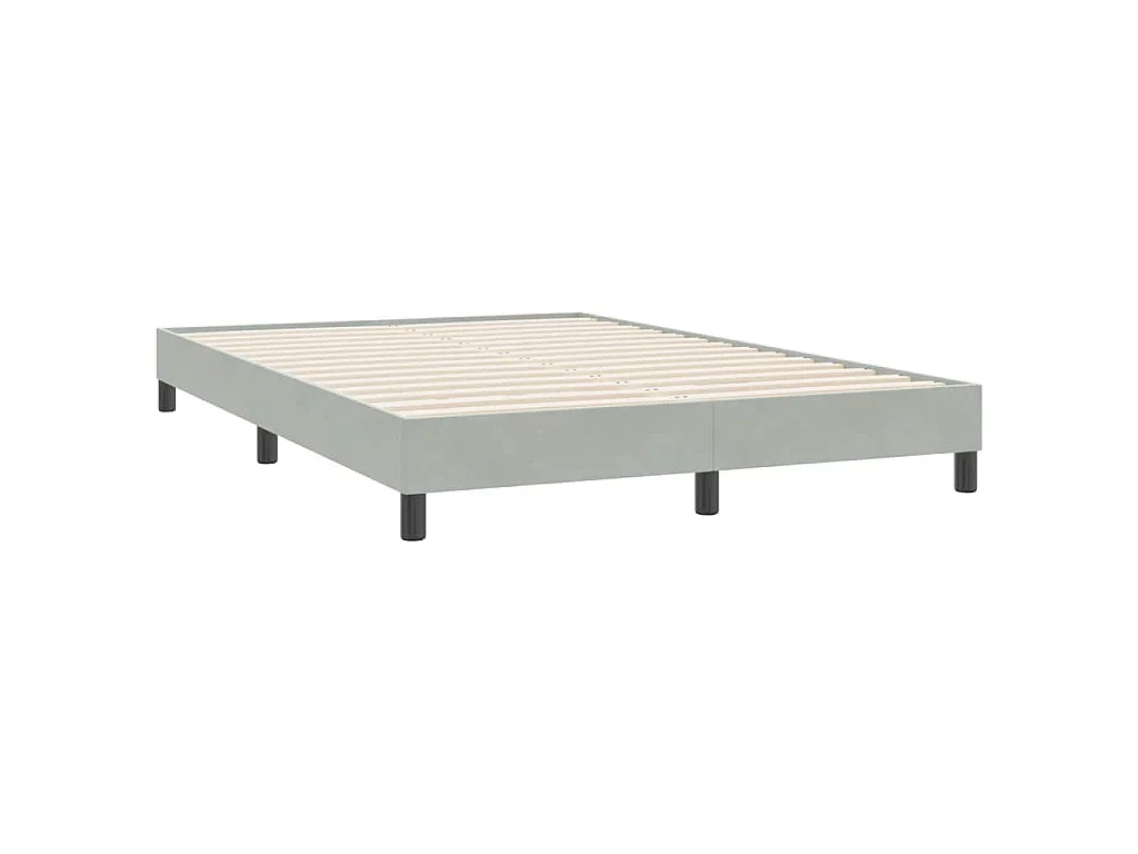 Sommier à lattes de lit et matelas gris clair 160x220cm velours