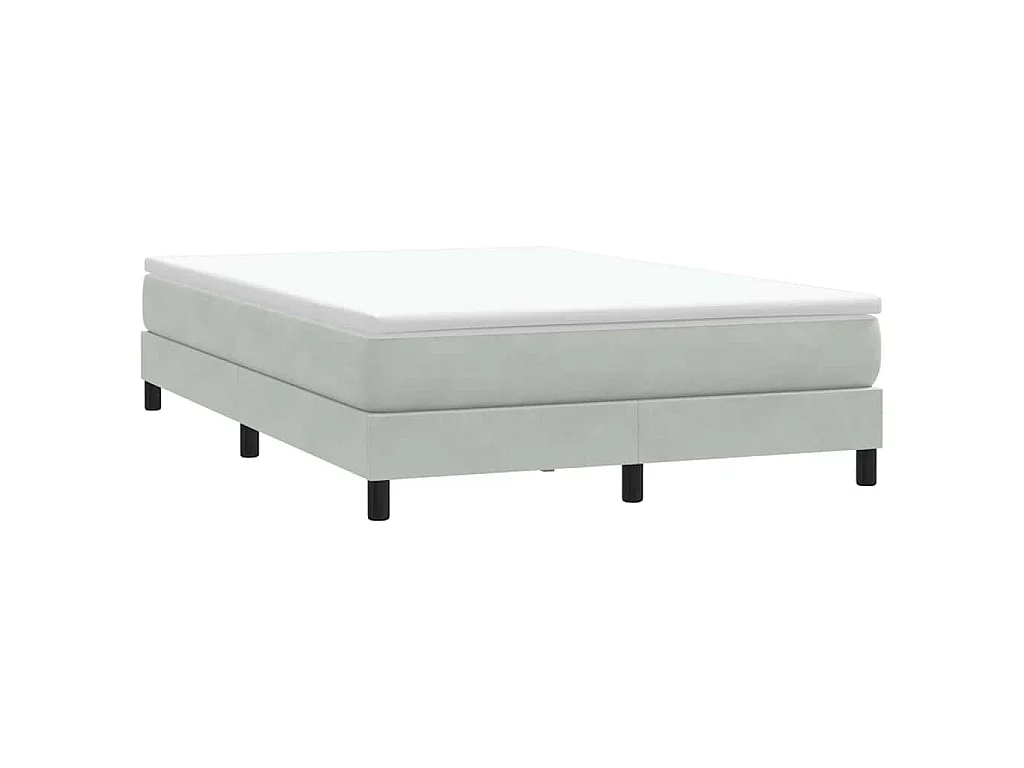Sommier à lattes de lit et matelas gris clair 160x220cm velours