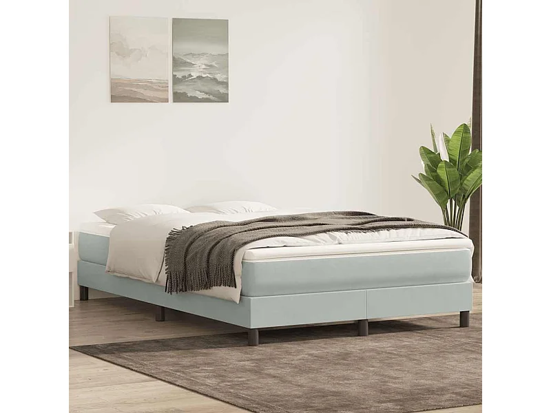 Boxspring met matras fluweel lichtgrijs 160x220 cm
