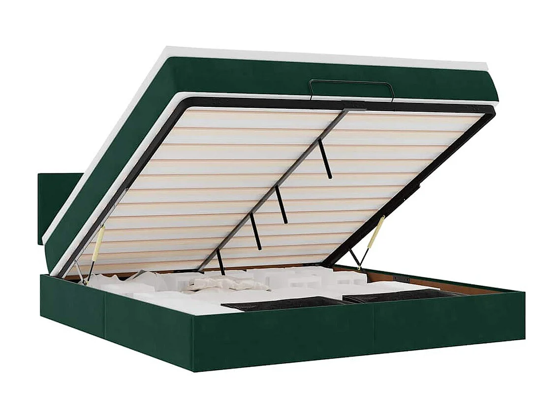 Estrutura de cama otomana com colchão 180x200 cm verde escuro