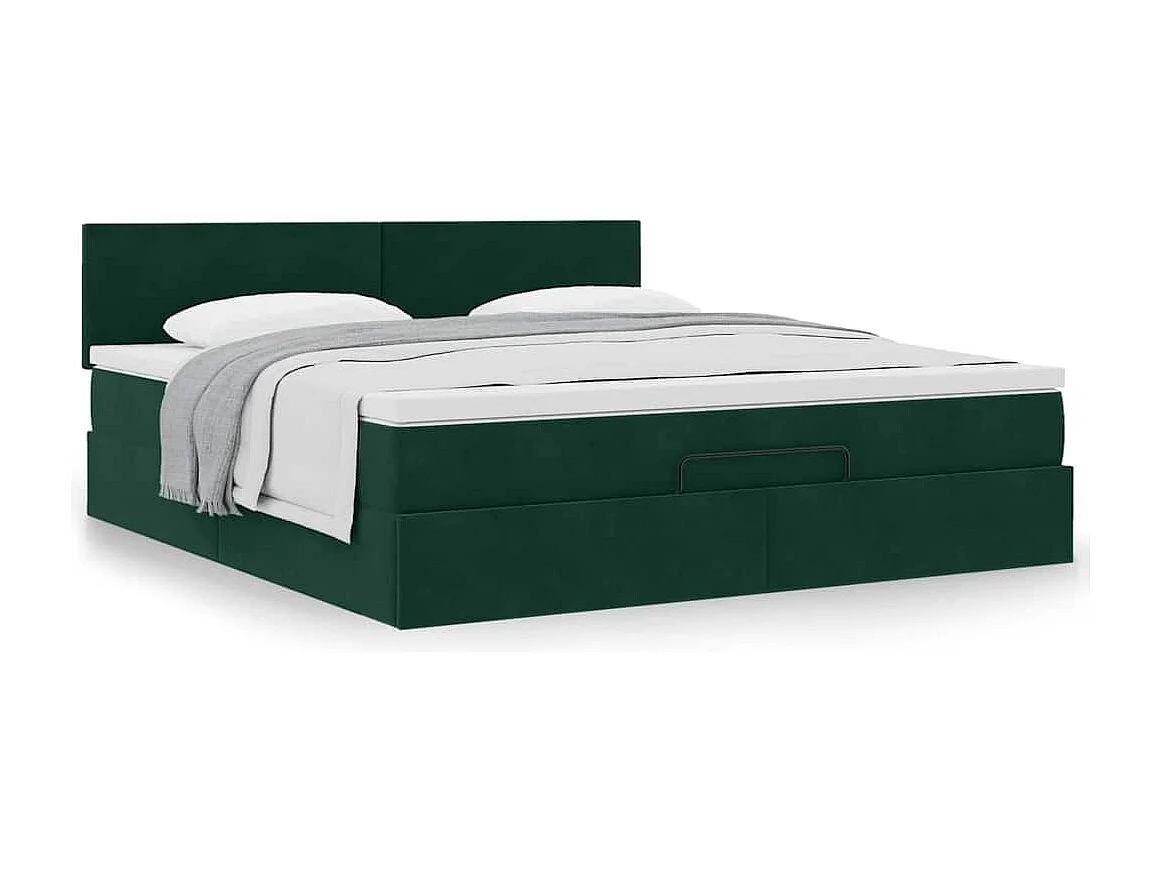 Estrutura de cama otomana com colchão 180x200 cm verde escuro