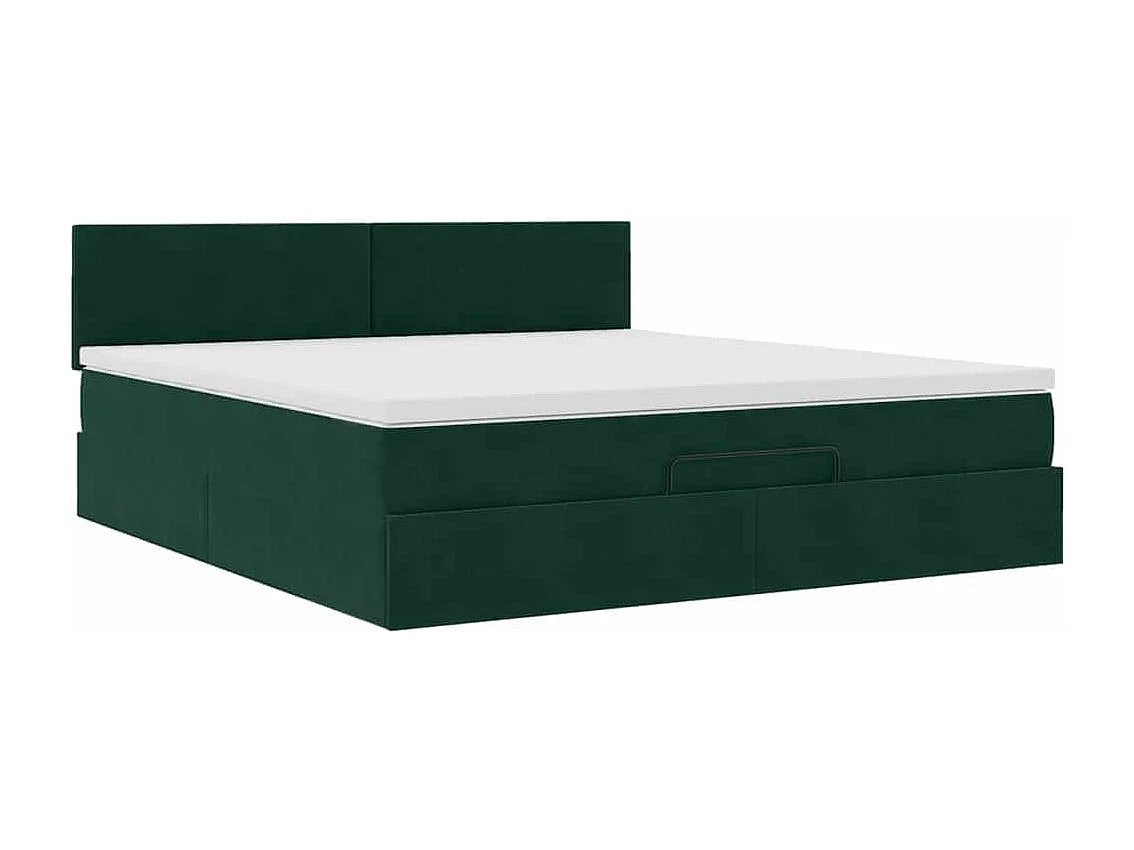 Estrutura de cama otomana com colchão 180x200 cm verde escuro