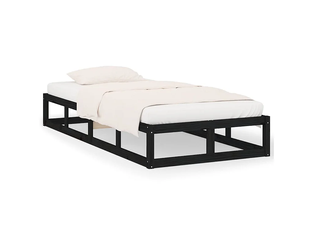 Cadre de lit sans matelas noir 90x200 cm bois massif
