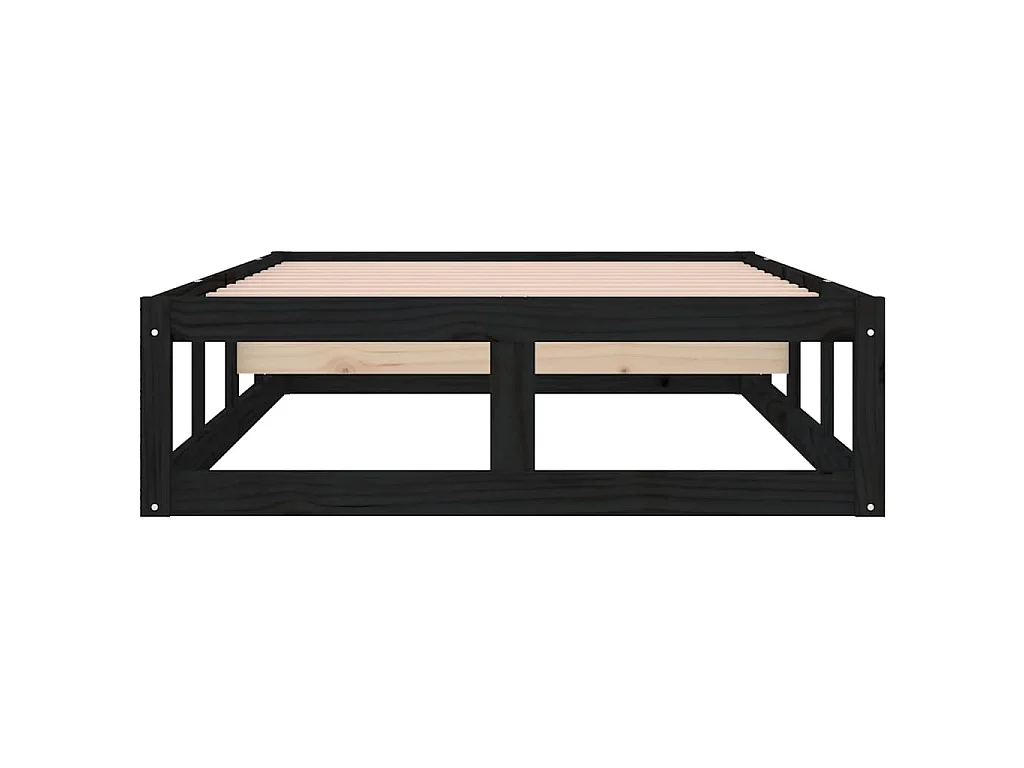 Cadre de lit sans matelas noir 90x200 cm bois massif