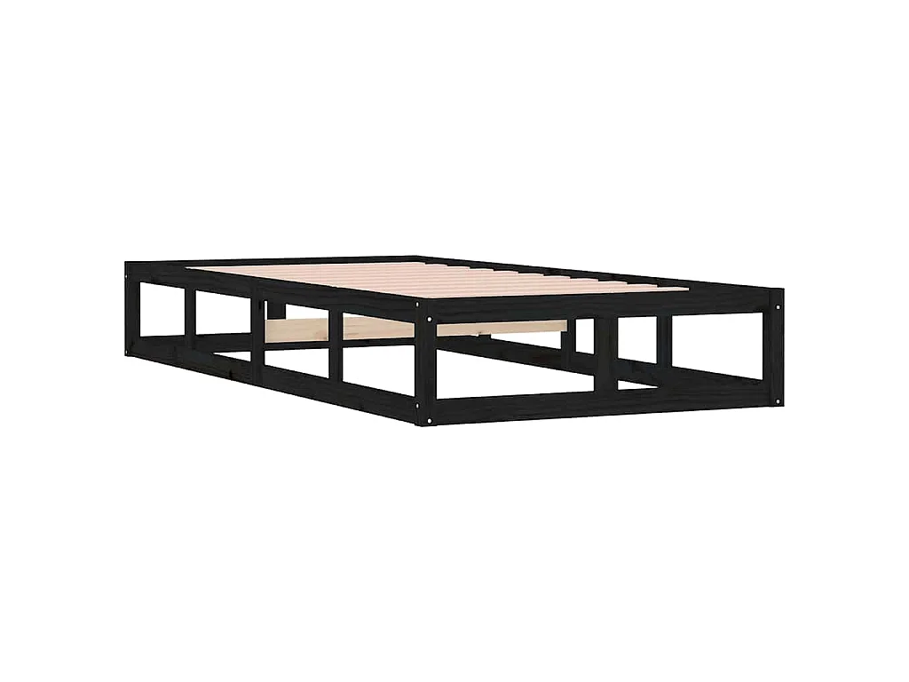 Massivholzbett Schwarz 90x200 cm