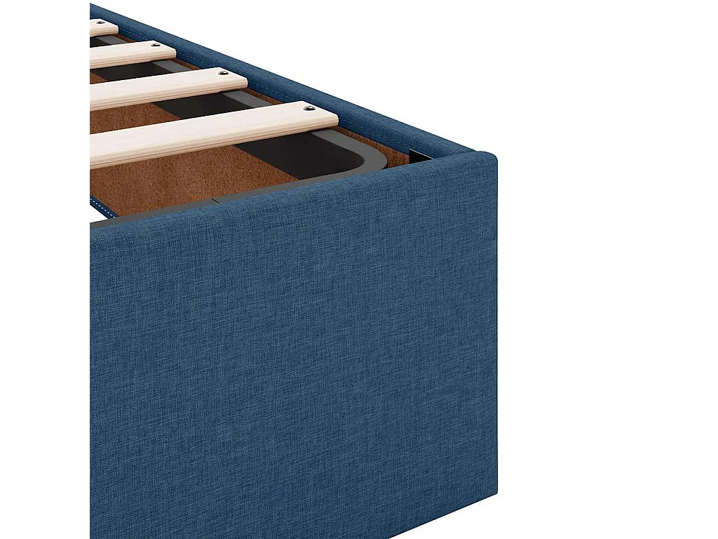 Cadre de lit ottoman avec matelas bleu 90x190 cm tissu