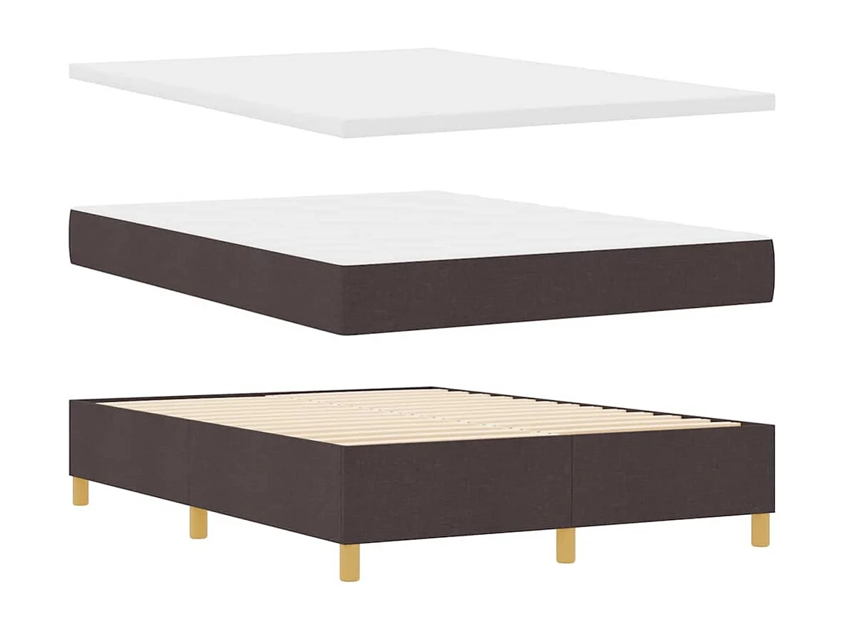 Lit à ressorts avec tête de lit Marron foncé 140 x 190 cm tissu