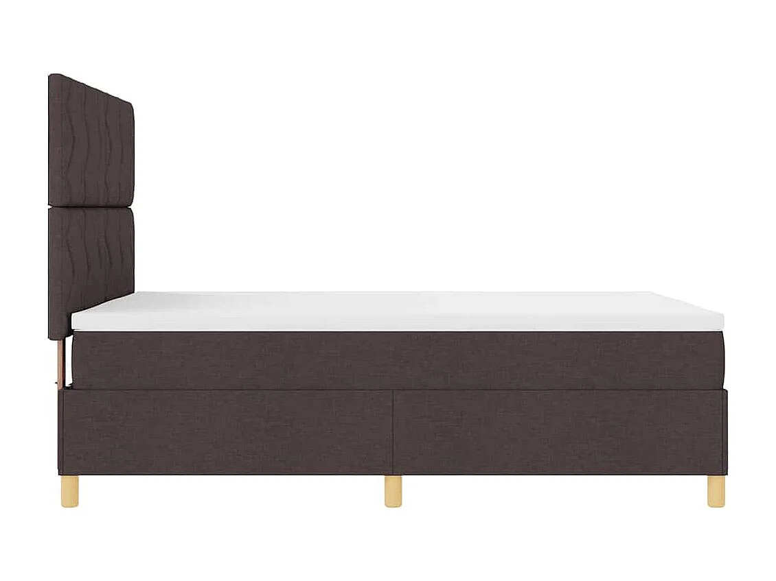 Lit à ressorts avec tête de lit Marron foncé 140 x 190 cm tissu
