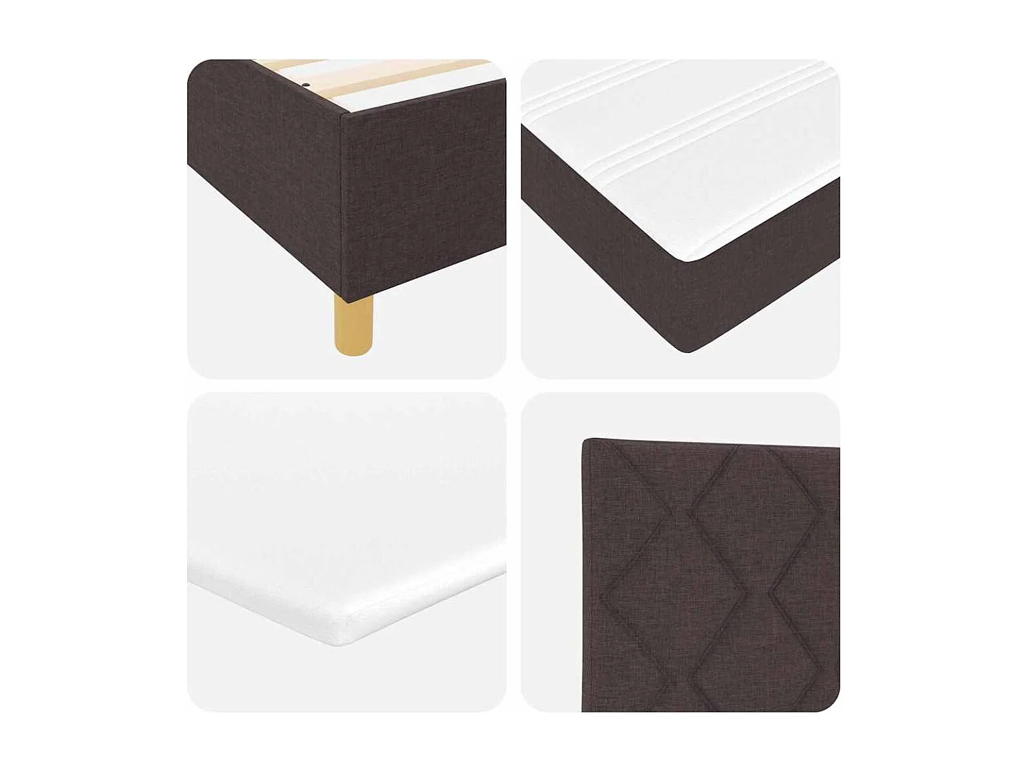 Lit à ressorts avec tête de lit Marron foncé 140 x 190 cm tissu