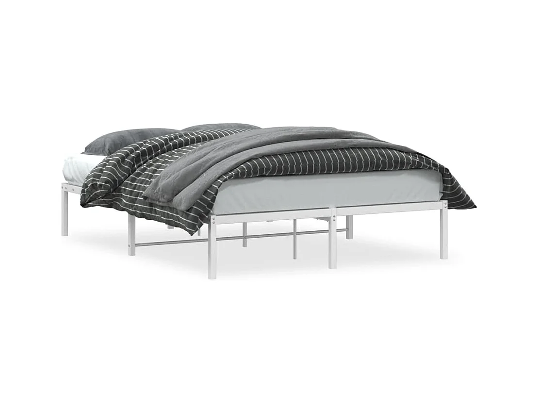 Cadre de lit métal sans matelas blanc 140x200 cm