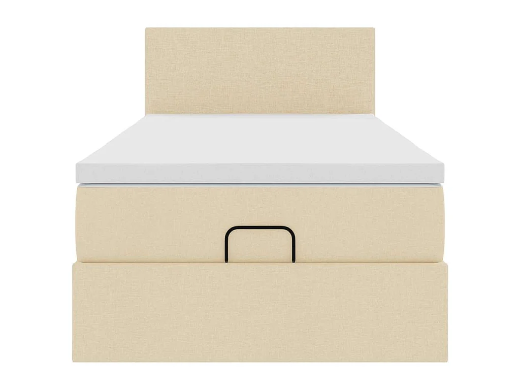 Lit ottoman avec matelas crème 90x200 cm tissu