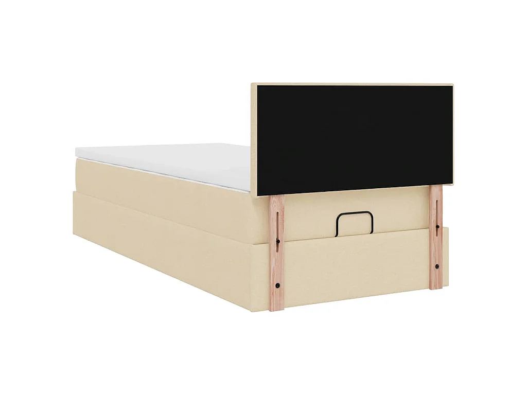 Lit ottoman avec matelas crème 90x200 cm tissu