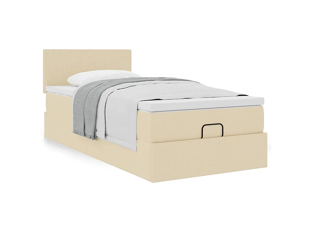 Bed met matras 90x200 cm stof crèmekleurig