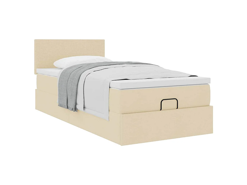 Bed met matras 90x200 cm stof crèmekleurig