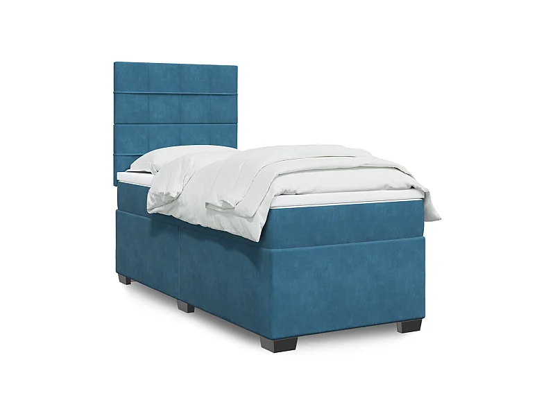 Boxspringbett mit Matratze Blau 100x200 cm Samt