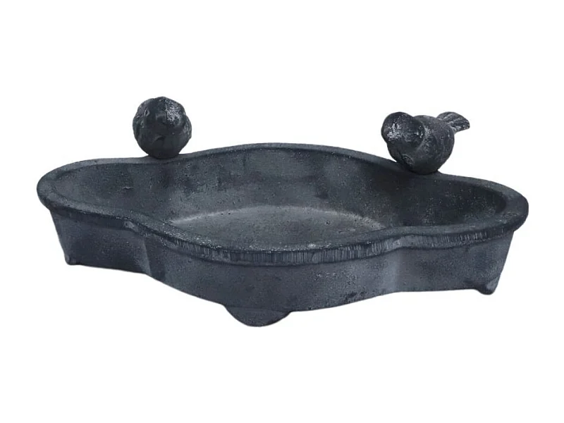 Mangeoire à oiseaux abreuvoir jardin en fonte grise 19.5cm