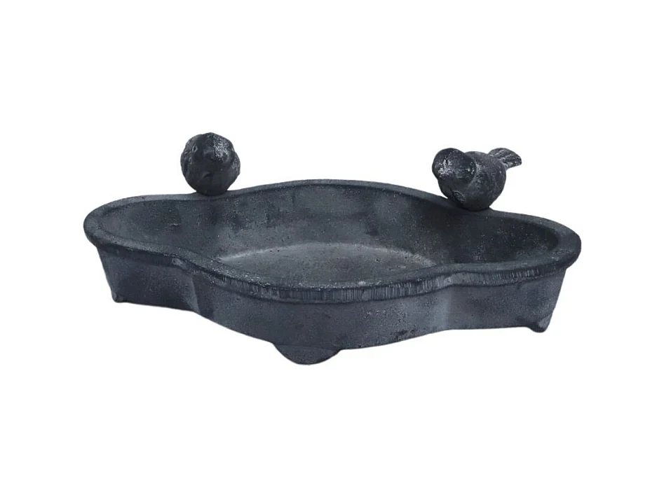 Mangeoire à oiseaux abreuvoir jardin en fonte grise 19.5cm