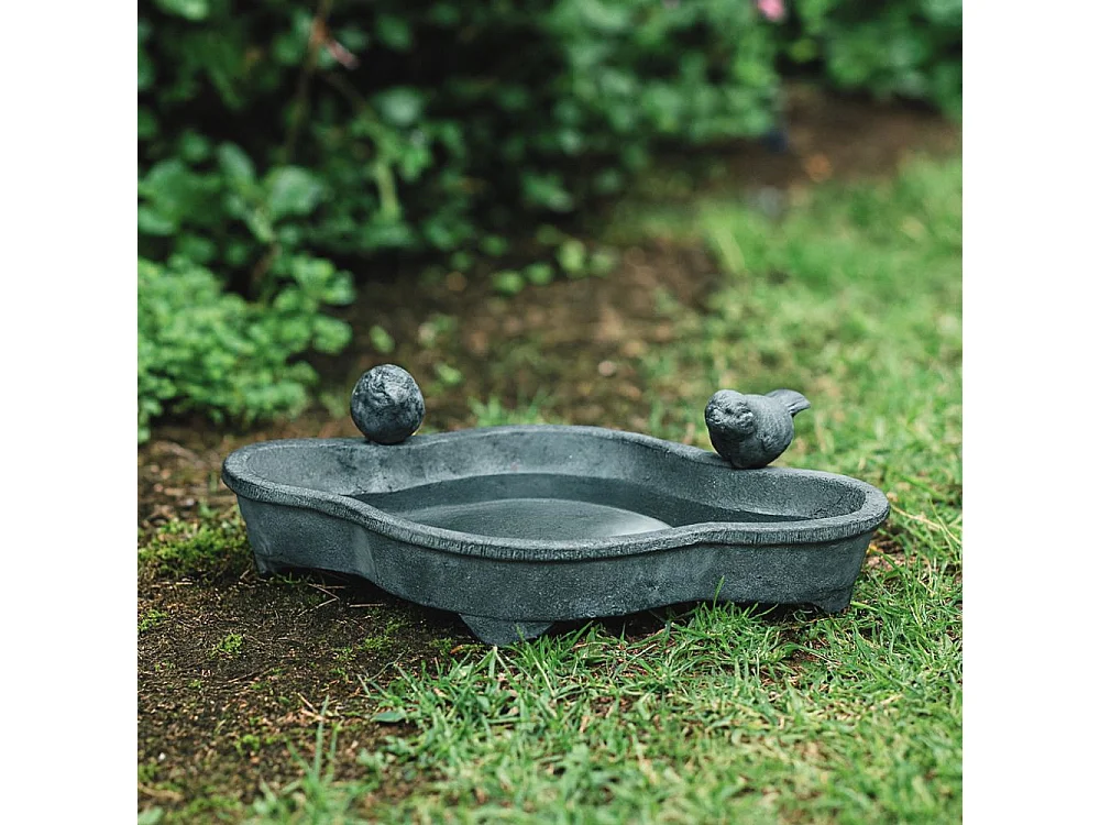 Mangeoire à oiseaux abreuvoir jardin en fonte grise 19.5cm