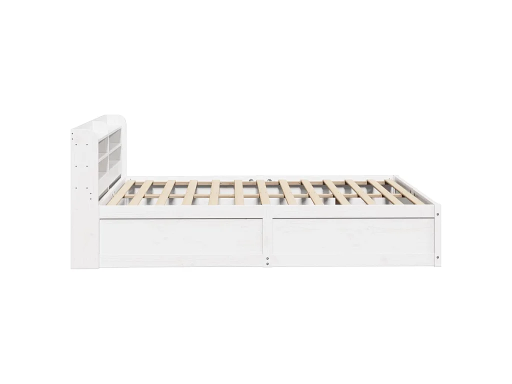 Bedframe met hoofdbord massief grenenhout wit 135x190 cm