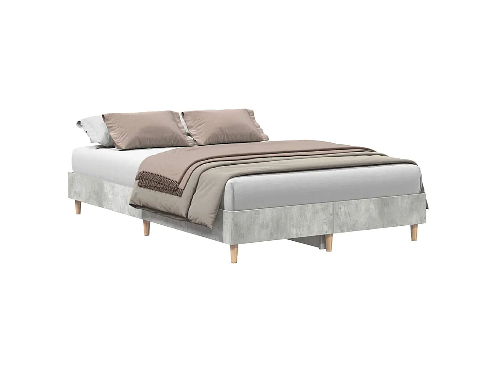Estructura de cama sin colchón gris hormigón 135x190 cm madera