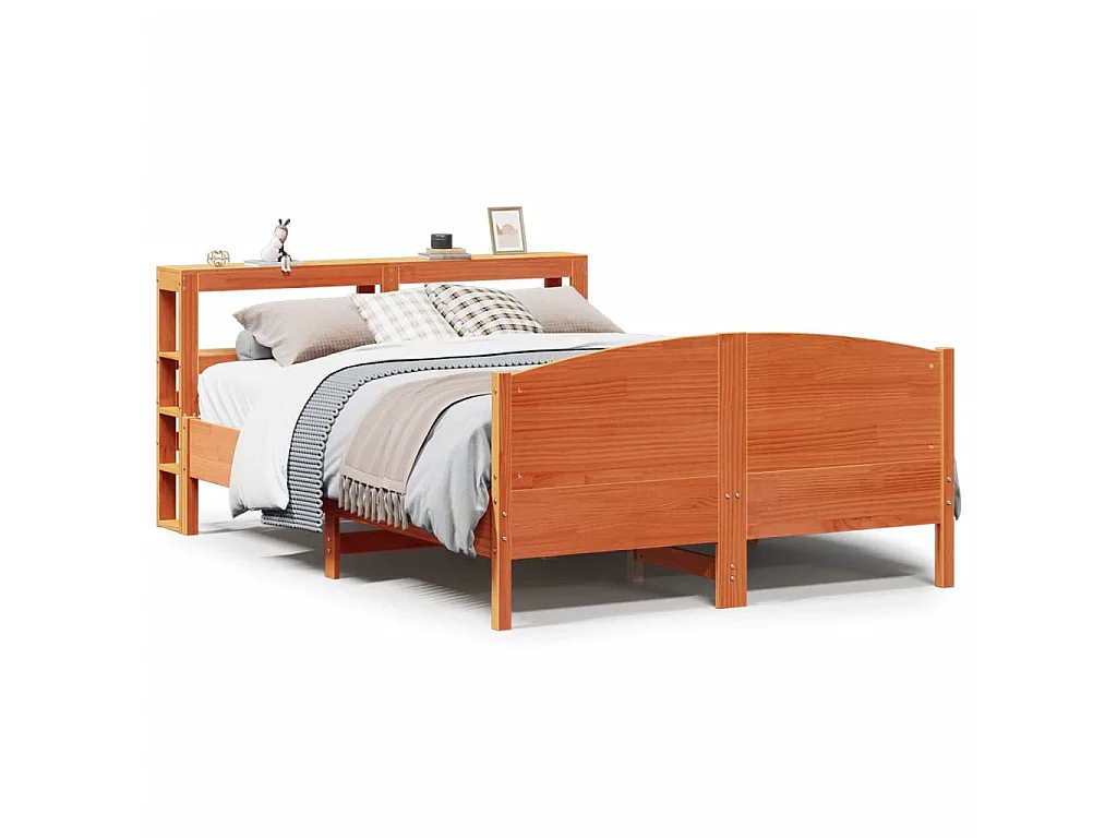 Bedframe zonder matras massief grenenhout wasbruin 135x190 cm