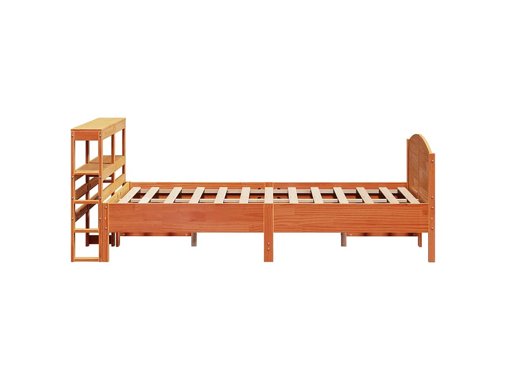 Bedframe zonder matras massief grenenhout wasbruin 135x190 cm