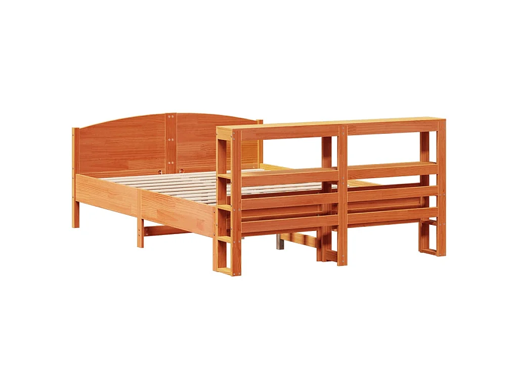 Bedframe zonder matras massief grenenhout wasbruin 135x190 cm