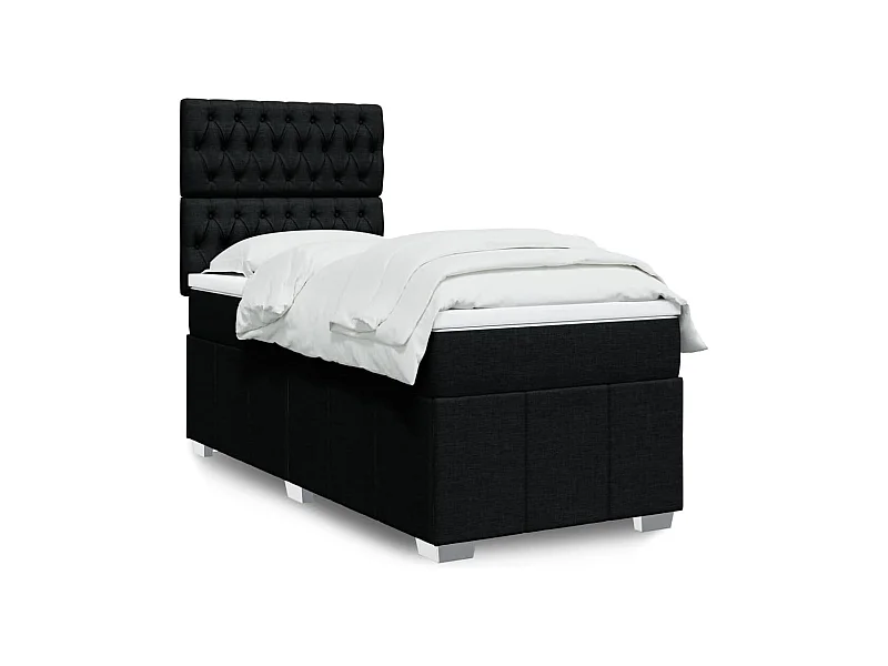 Sommier à lattes de lit et matelas Noir 80x200 cm Tissu