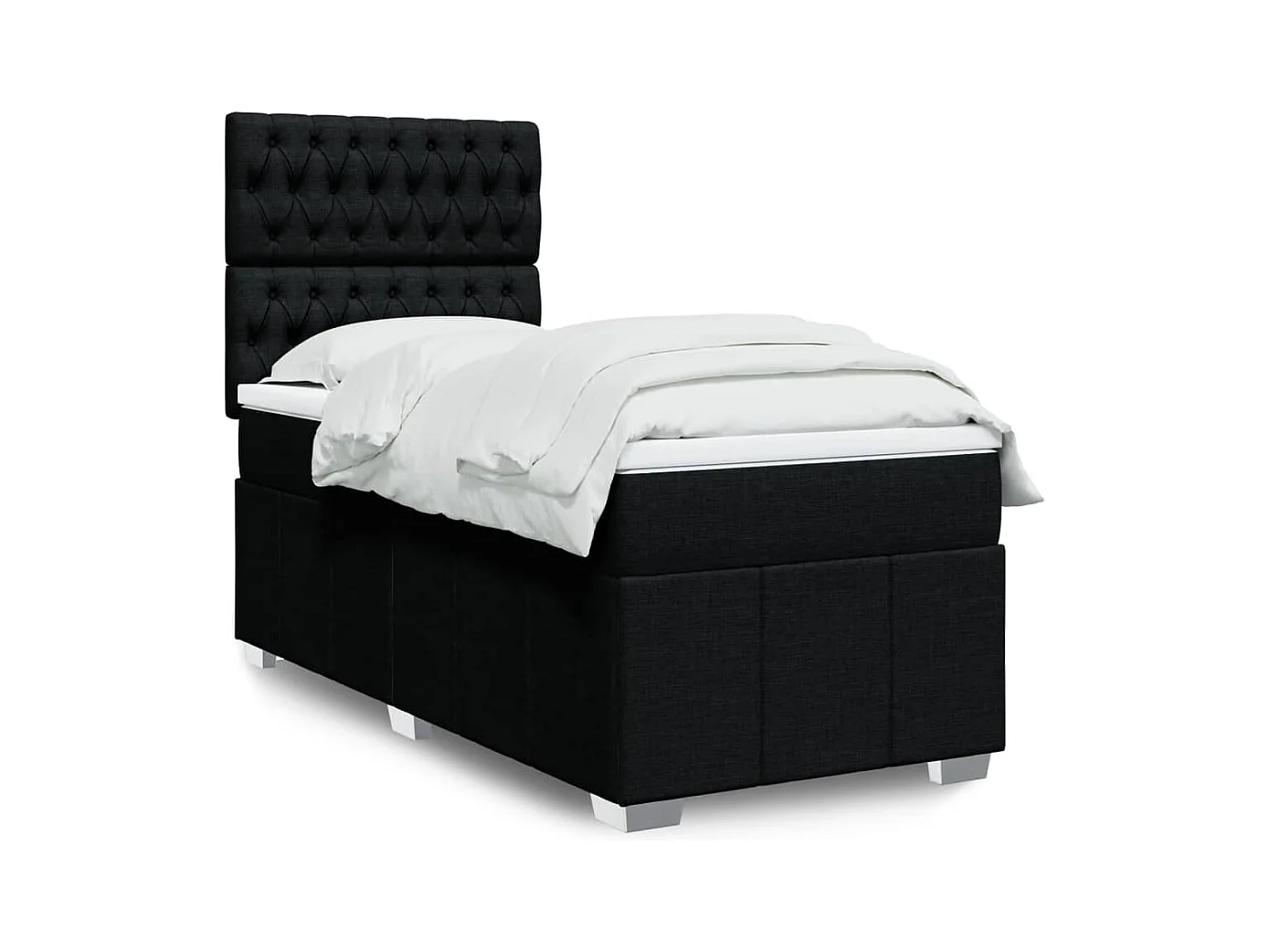 Boxspringbett mit Matratze Schwarz 80x200 cm Stoff