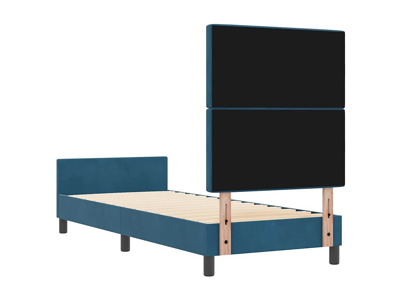 Boxspringbett mit Kopfteil Dunkelblau 80 x 200 cm Samt