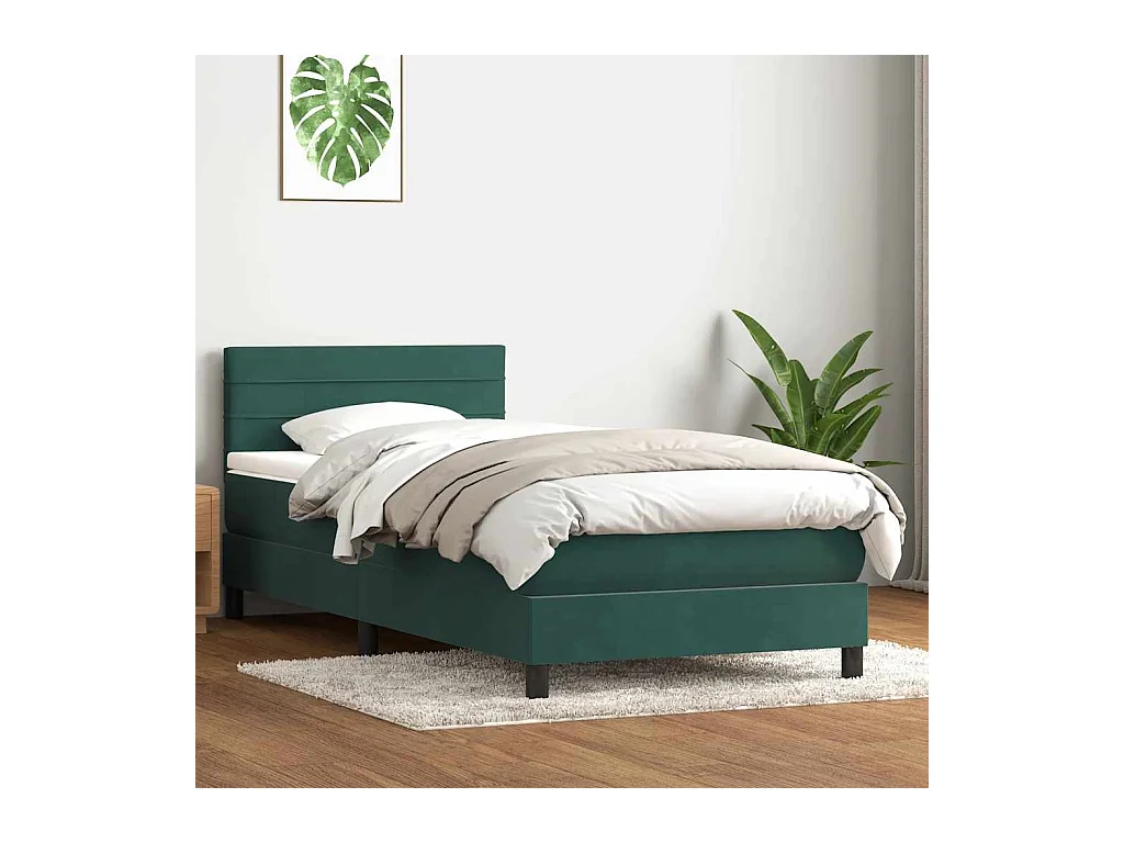 Sommier à lattes de lit et matelas vert foncé 80x220 cm velours