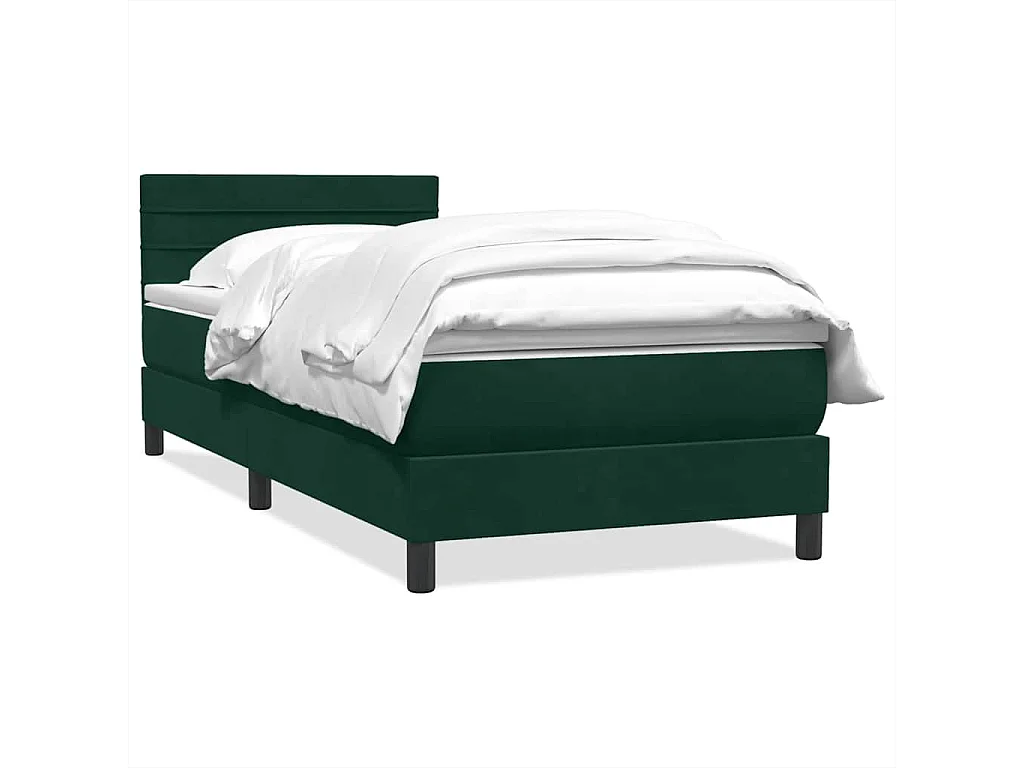 Sommier à lattes de lit et matelas vert foncé 80x220 cm velours