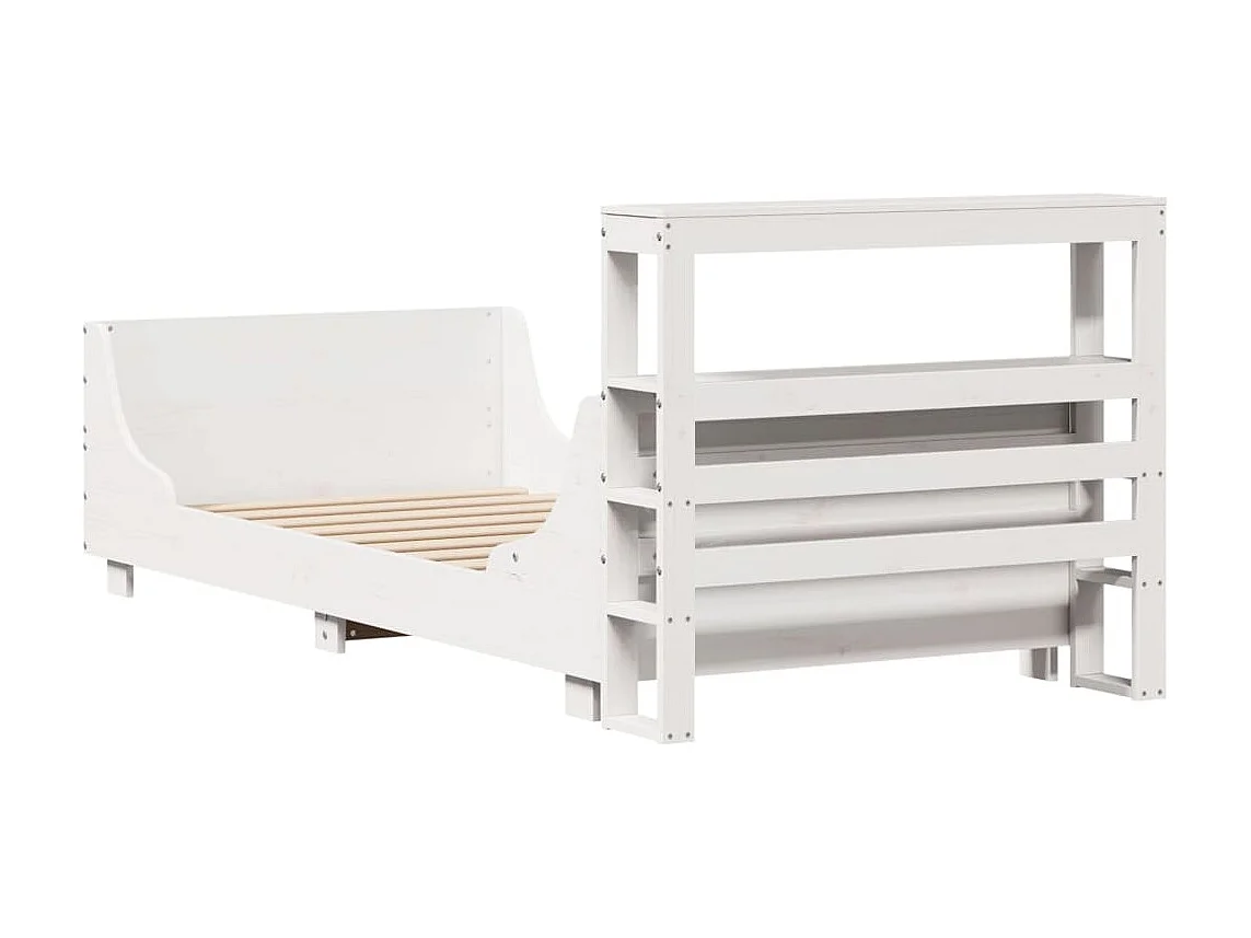 Letto senza Materasso Bianco 75x190 in Legno Massello di Pino